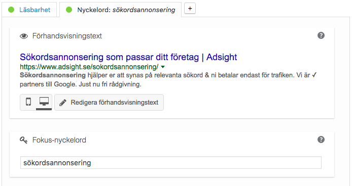 Yoast titlar och metabeskrivning för SEO