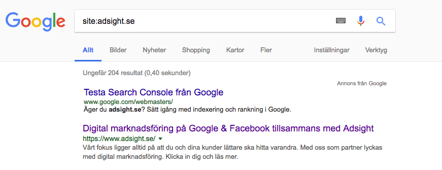 Ta reda på om din webbplats är indexerad på Google