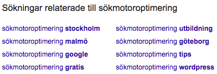 Relaterade sökningar i sökresultat