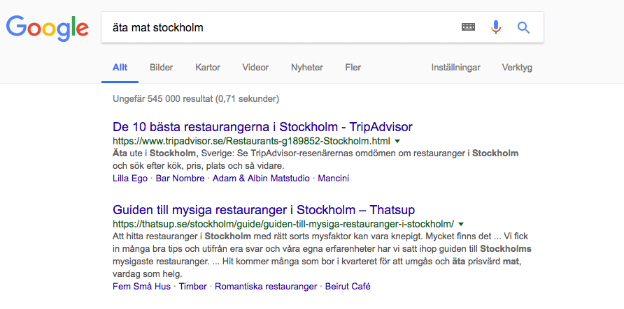 Sökresultat Google