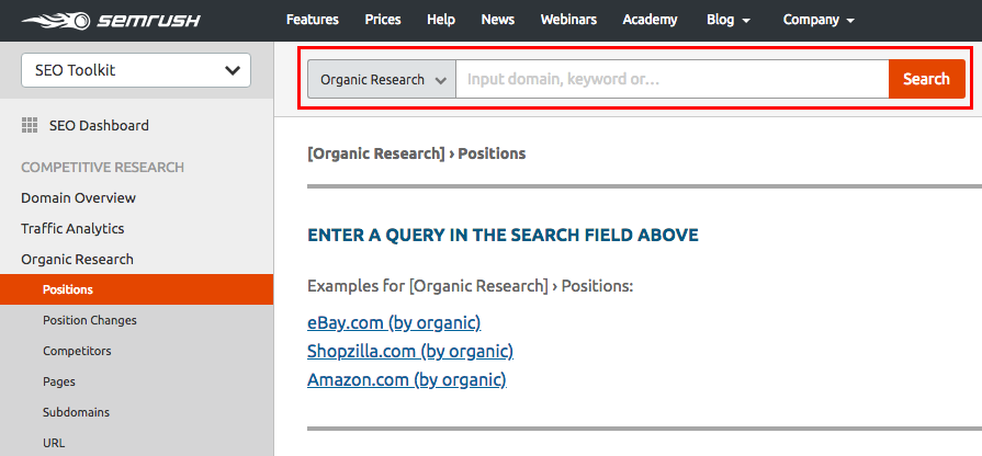 semrush organic research