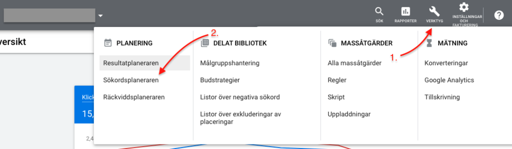 Navigera till sökordsplaneraren