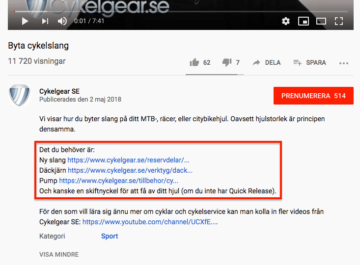 Beskrivning i Youtubeklipp