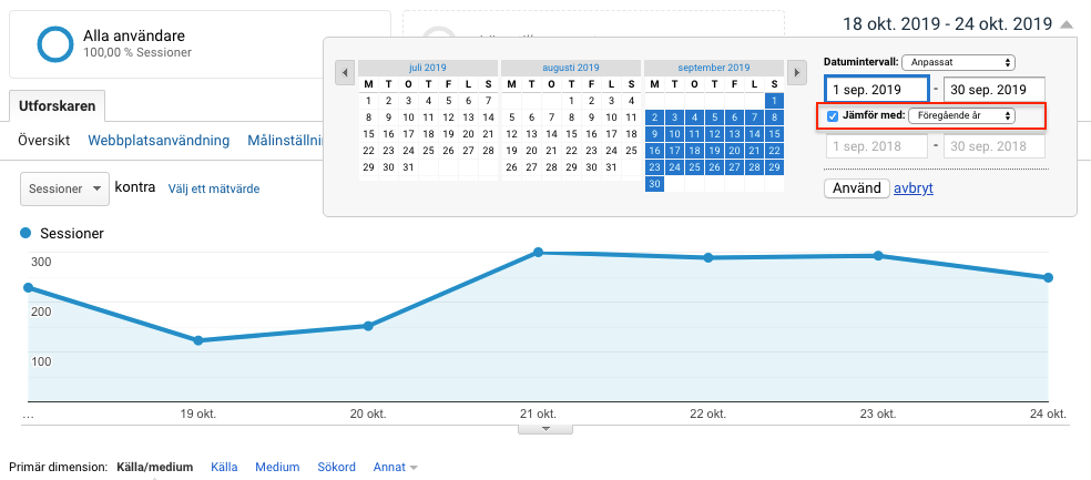 Kontrollera organisk trafik i Google Analytics - steg 3