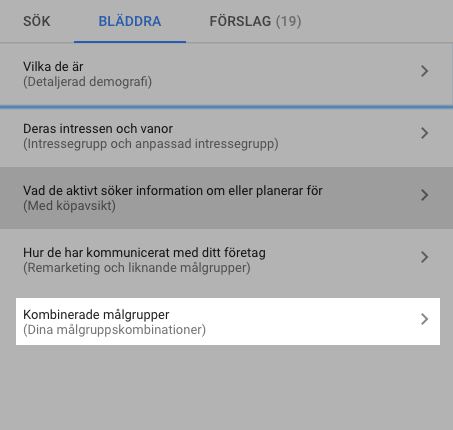 Kombinerade målgrupper i Google Ads