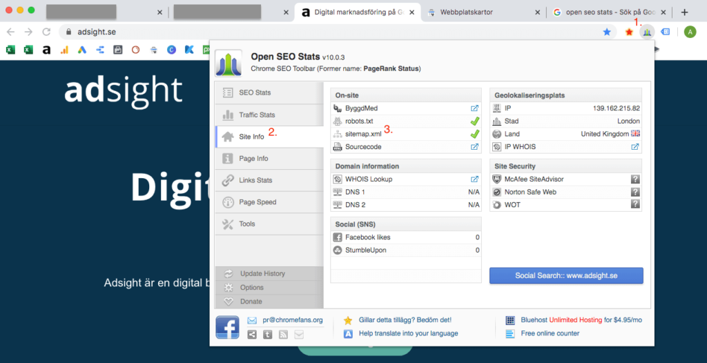 Hitta XML-sidkarta med Open SEO Stats